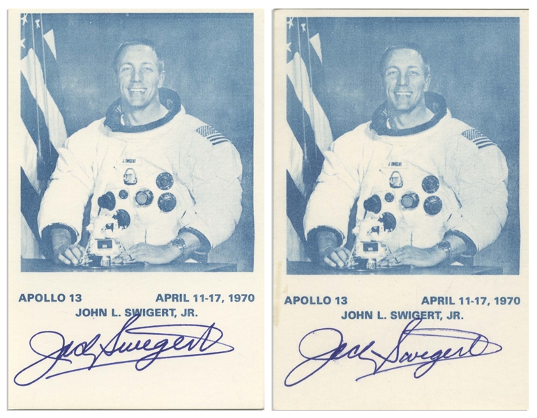 Jack Swigert Lot of Three Cards Signed -- Personally Owned by Swigert